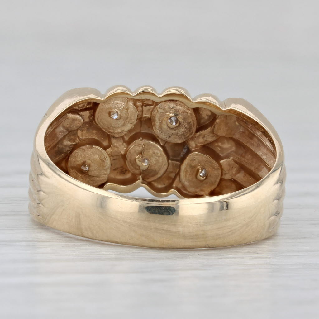 0.10ctw Diamond Nugget Ring 10k Yellow Gold Size 10.75 Men's
