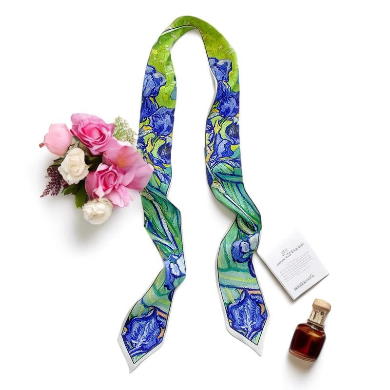 Women's Fairy Style Sweet Flower Satin Silk Scarf
