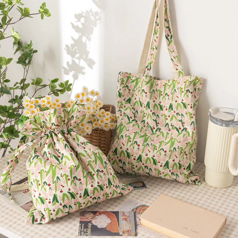 Women's Medium Cotton Color Block Vintage Style Classic Style Square Open Canvas Bag