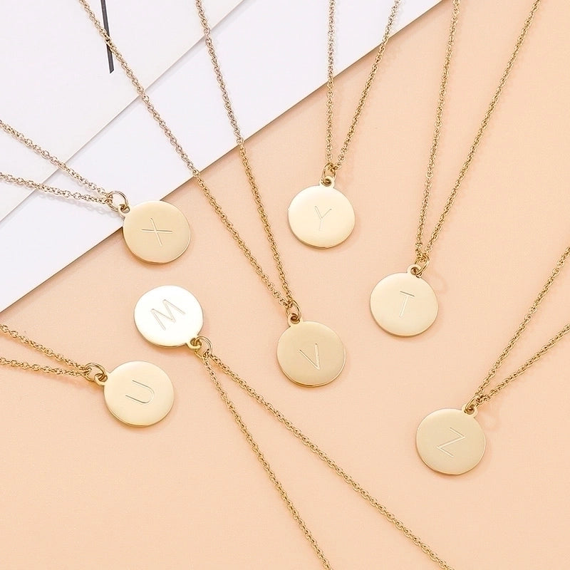 Titanium Steel 18K Gold Plated Minimalist Plating Letter Necklace