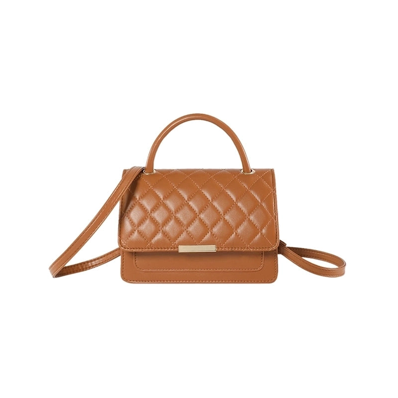 Women's Pu Leather Solid Color Classic Style Square Flip Cover Shoulder Bag