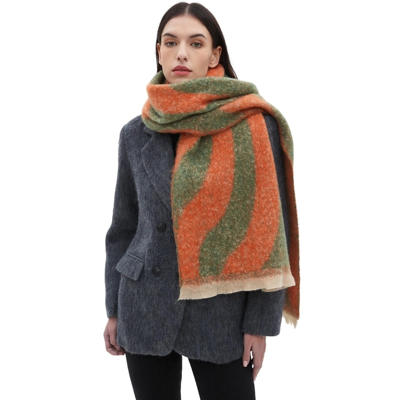 Unisex Casual Minimalist Color Block Stripe Polyester Scarf