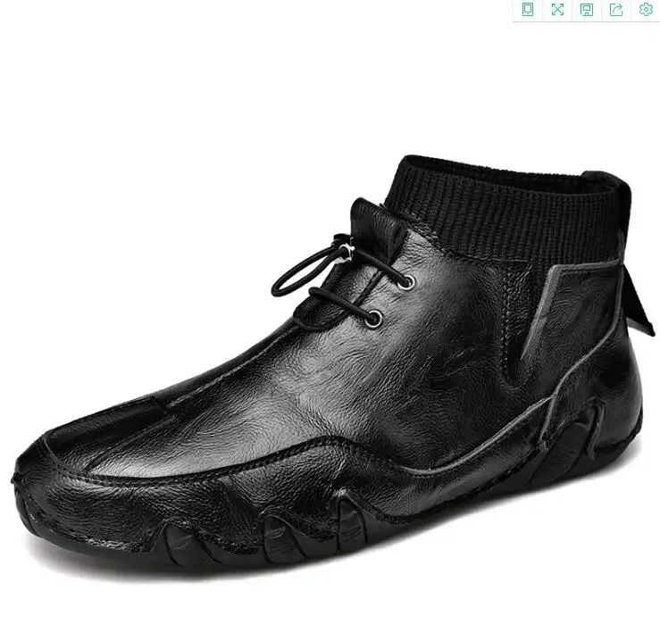 Drawato diy Men's Boots Casual motorcycle Four Season Shoes Waterproof sneakers Black Gentleman's Business shoes Ankle boots Leather mesh