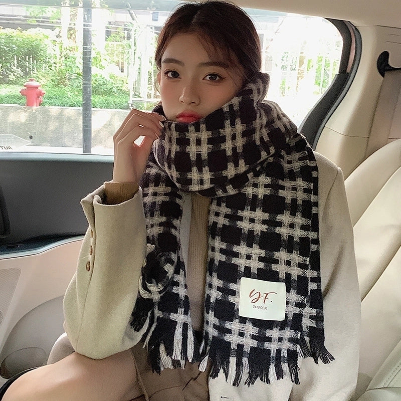 Women's Lady Streetwear Plaid Polyester Scarf