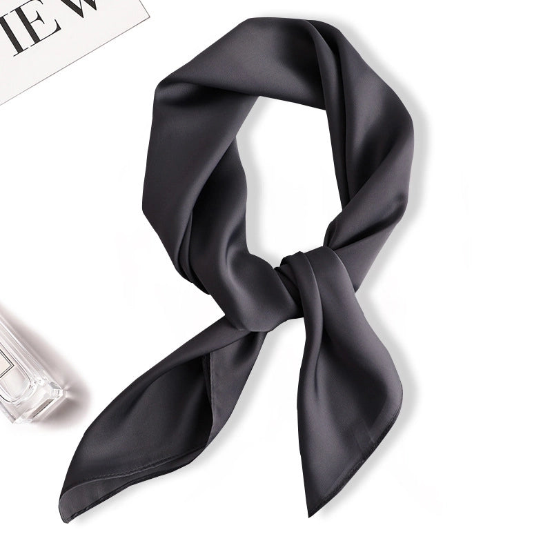 Simple Solid Color Scarf Women's Silk Small Square 70cm Basic Matching Shirt Professional Scarf Tie Hair