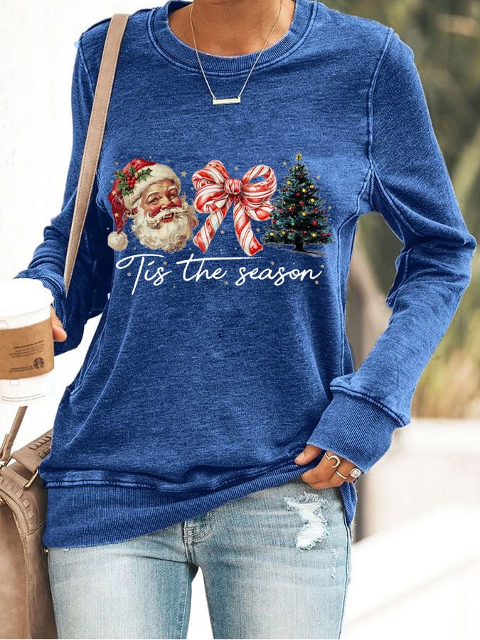 Women's Christmas Season Printed Round Neck Raglan Short Sleeve T-Shirt