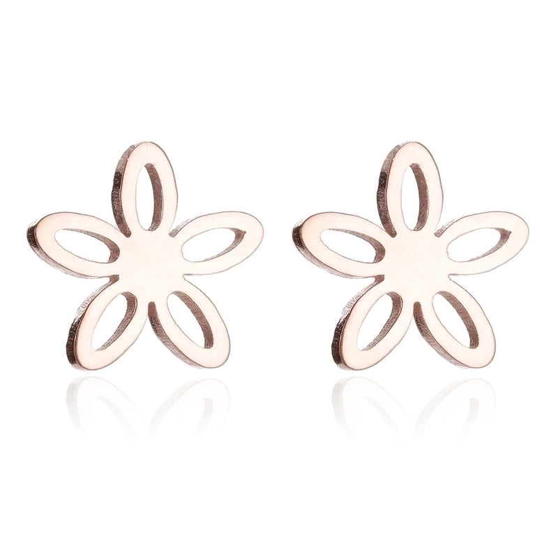 1 Pair Fashion Snowflake Plating 304 Stainless Steel 18K Gold Plated Ear Studs