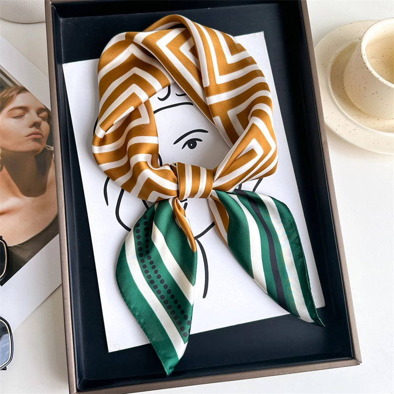 Unisex Minimalist Stripe Polyester Satin Printing Silk Scarf
