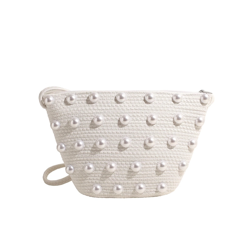 Women's Straw Solid Color Elegant Zipper Crossbody Bag