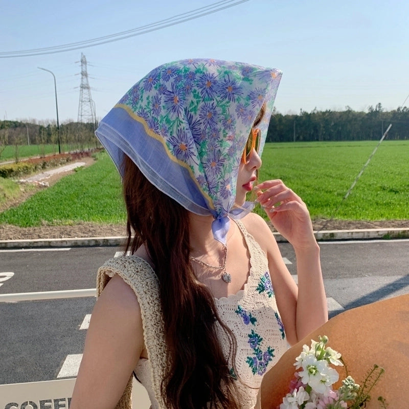Women's Sweet Pastoral Flower Polyester Printing Bandanas