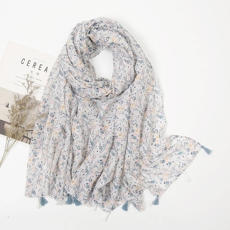 Women's Sweet Flower Voile Printing Silk Scarf