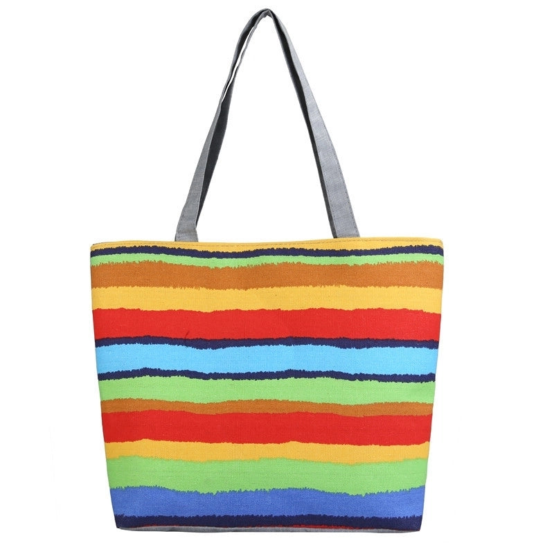 500 Pieces Women's Medium Canvas Rainbow Basic Classic Style Zipper Canvas Bag
