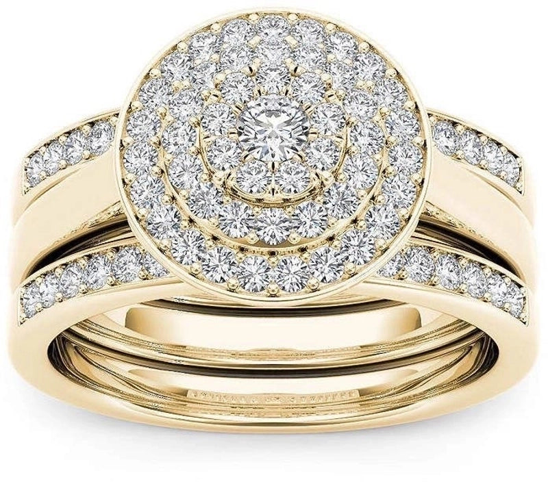 Fashion Flower Alloy Plating Artificial Gemstones Women'S Ring Sets