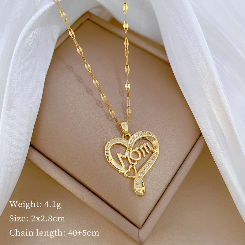 Cartoon Geometric Titanium Steel Diamond Inlay Necklaces