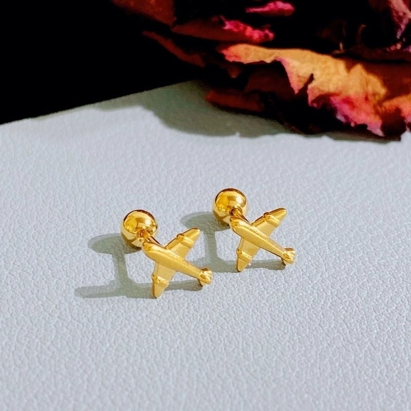 1 Pair Minimalist Heart Shape Plating Titanium Steel Gold Plated Ear Studs