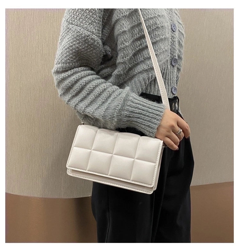 Women's Medium Pu Leather Solid Color Lingge Elegant Streetwear Square Magnetic Buckle Shoulder Bag Crossbody Bag Square Bag