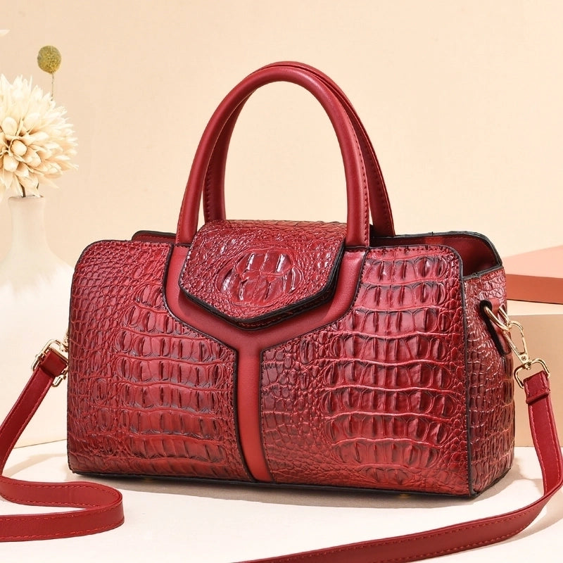 Women's Pu Leather Crocodile Vintage Style Streetwear Sewing Thread Pillow Shape Zipper Buckle Shoulder Bag Crossbody Bag Pillow Shape Bag