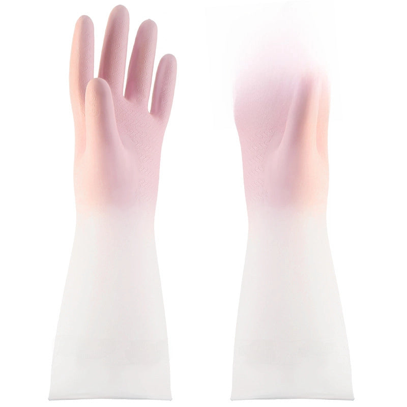 Gradient Waterproof Latex Gloves Women's Thin Laundry Household Cleaning Gloves Durable Kitchen Dishwashing Gloves