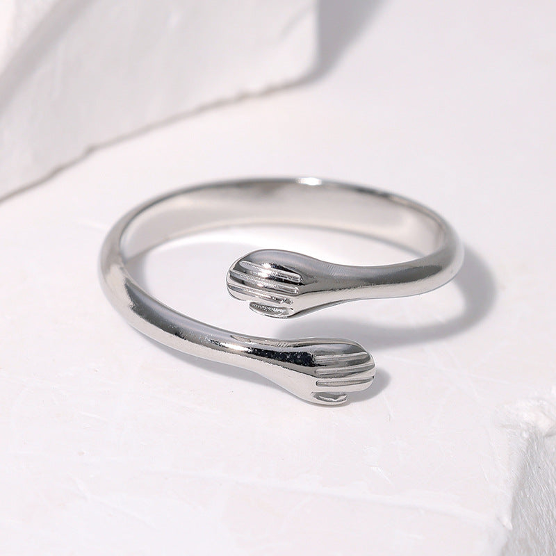Open Ring Expressive Palm Stainless Steel Electroplating Rings