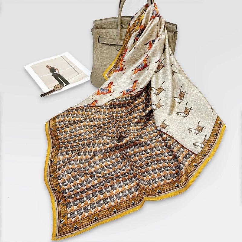 Women's Elegant Minimalist Printing Silk Printing Silk Scarf