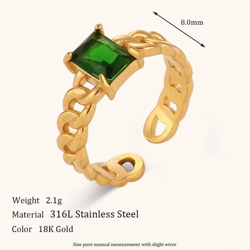Lady Round Stainless Steel Plating Inlay Zircon 18k Gold Plated Rings