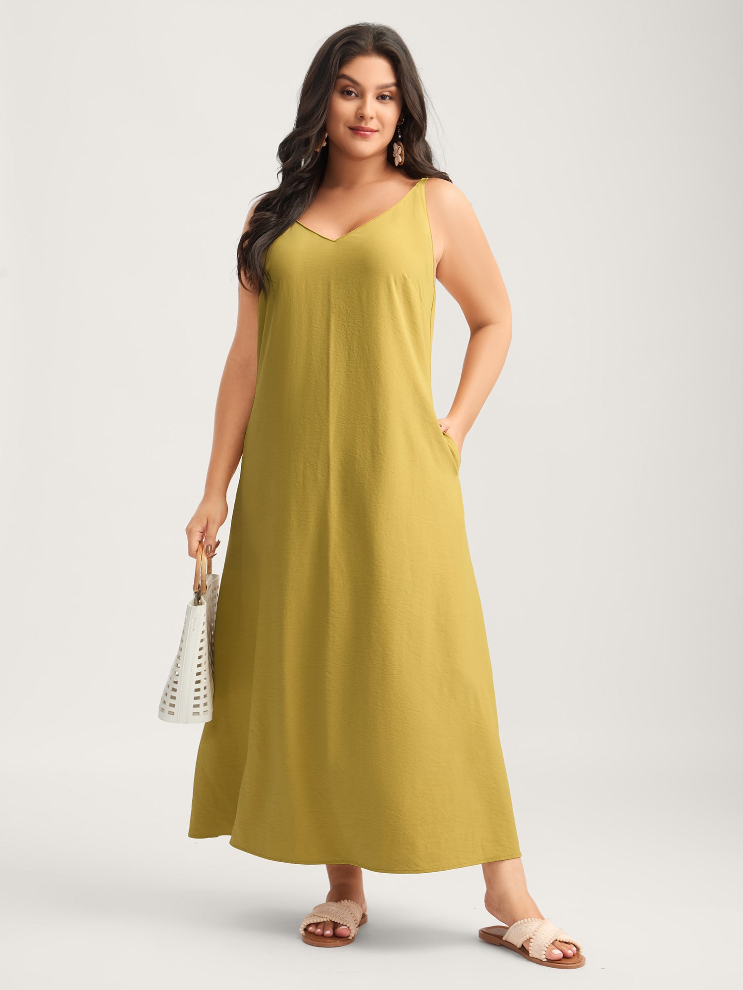 Backless V-Neck Cami Maxi Dress