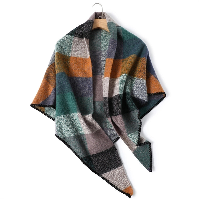 Unisex Vintage Style Lattice Imitation Cashmere Polyester Scarf