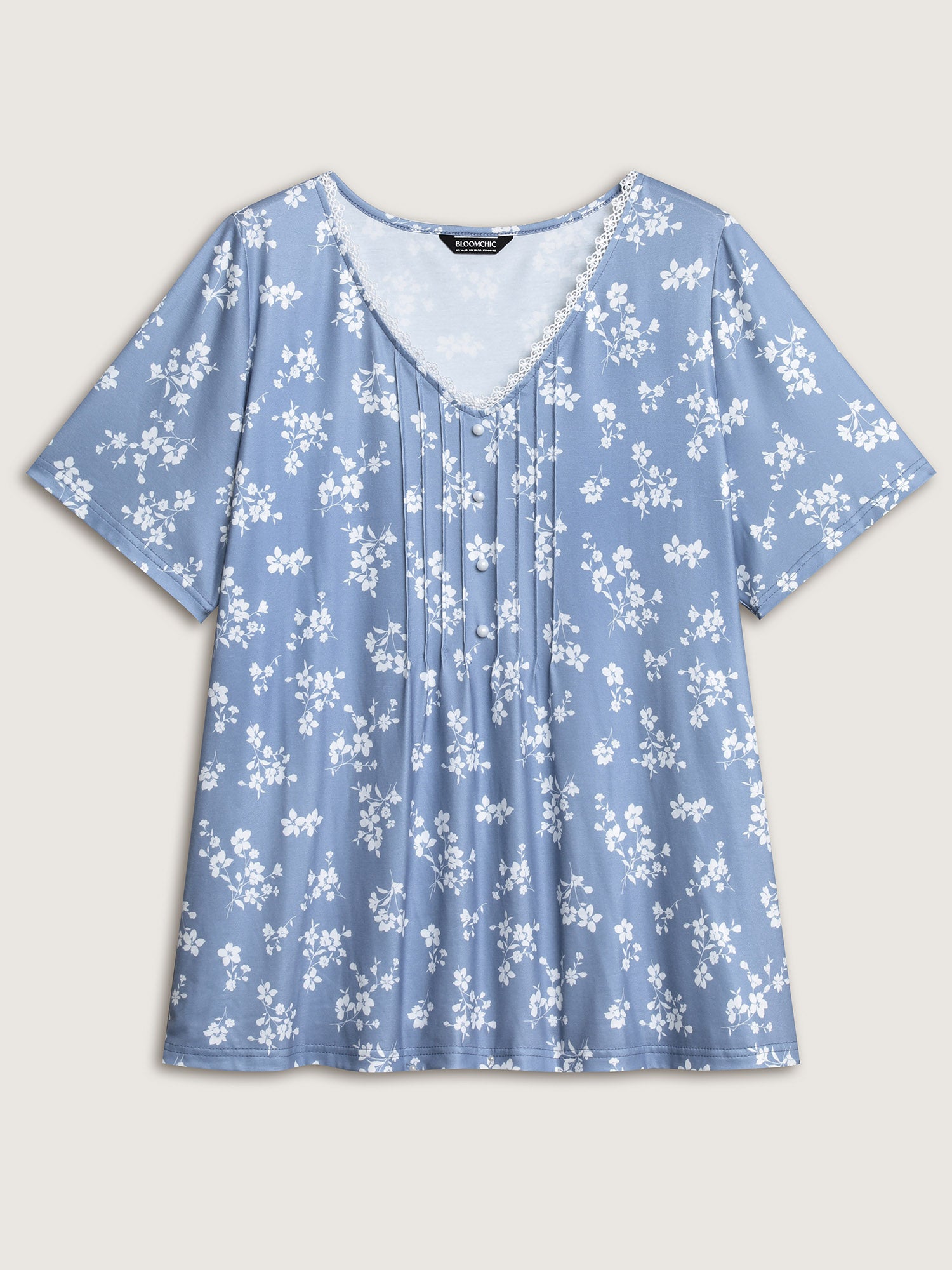 Stretchy Floral Pin Tuck Lace Top