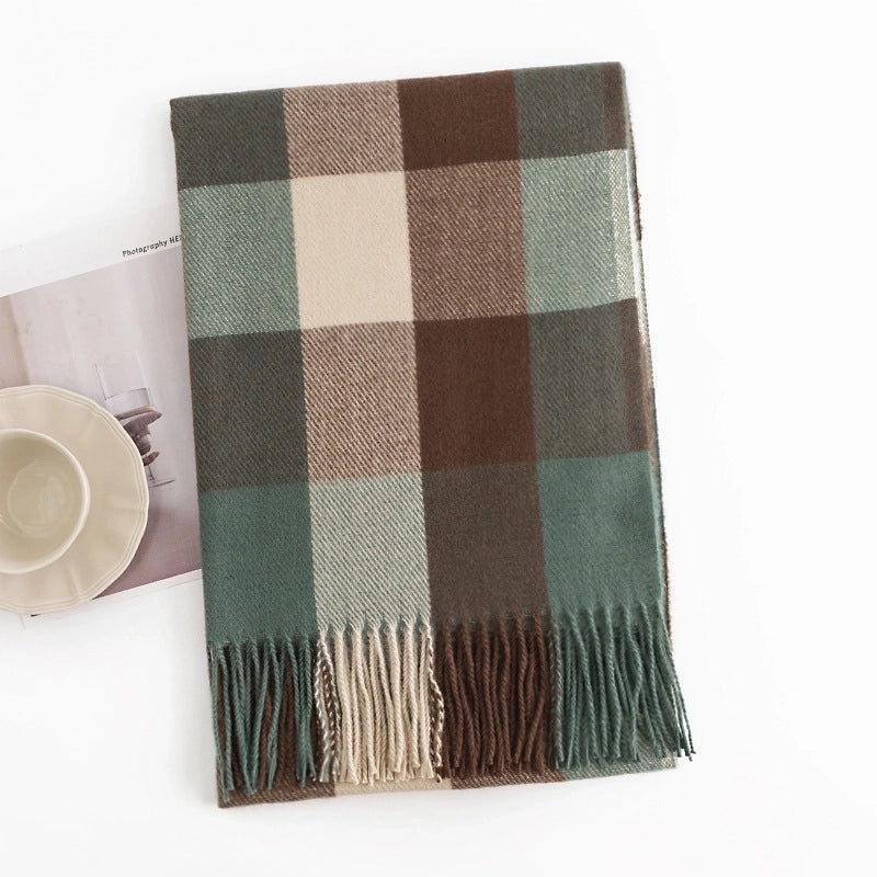 Women's Casual Classic Style Lattice Imitation Cashmere Scarf