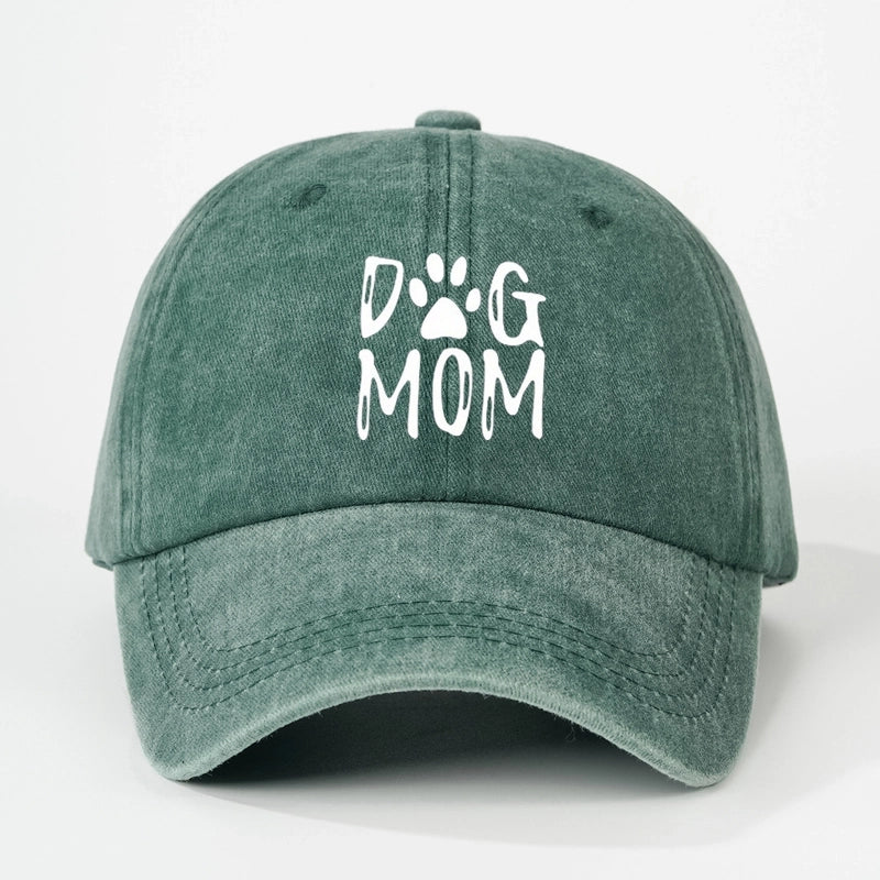 Hot Hat Printing DOG MOM Custom Washed Baseball Cap Men's And Women's Outdoor Sunscreen Soft Top Cap