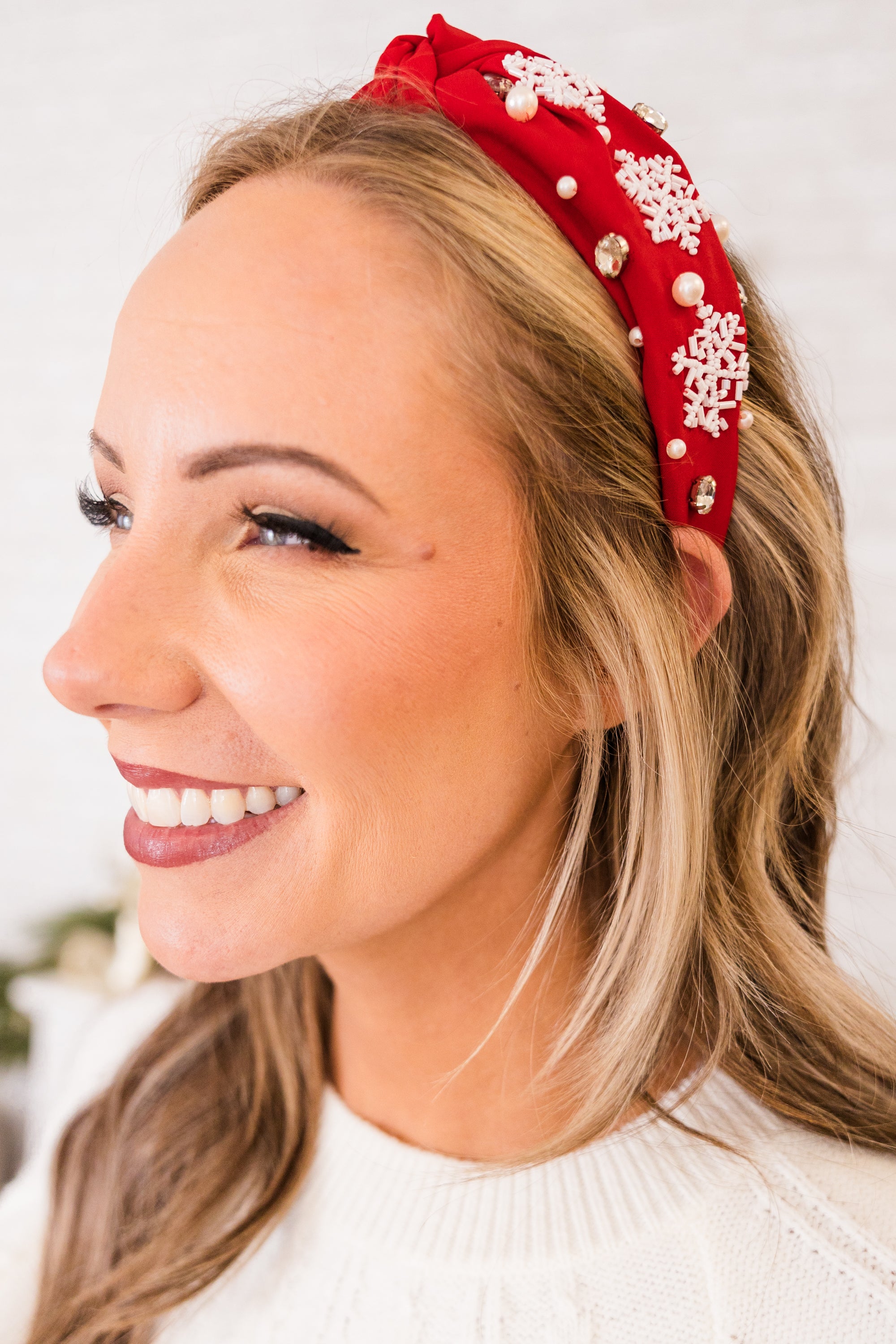 Snowflake Paradise Headband. Red