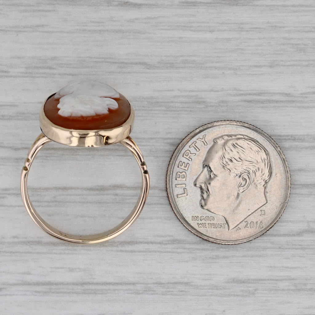 Vintage Shell Cameo Ring 9k Yellow Gold Size 5.5 Figural Carving