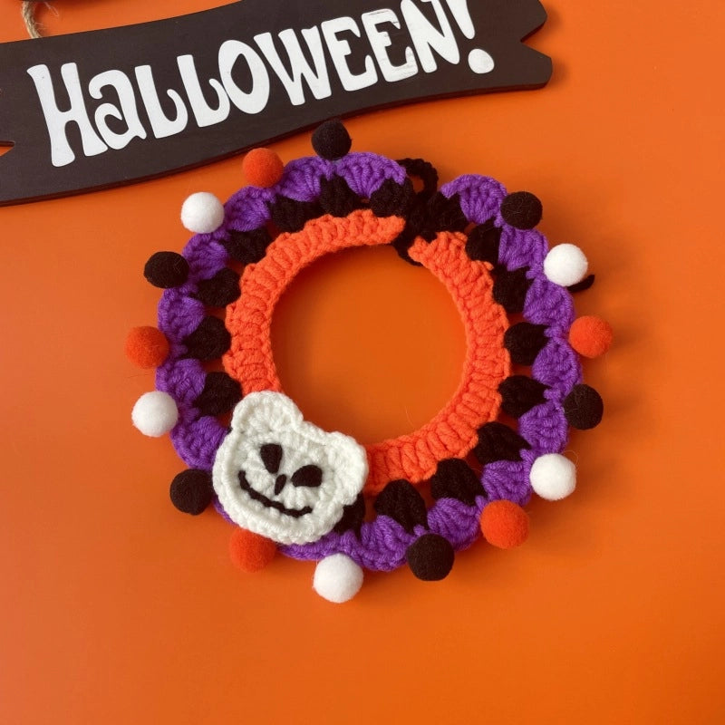 Hot Halloween Pet Wool Collar Dogs And Cats Funny Knitted Hat Spider Pumpkin Scarf