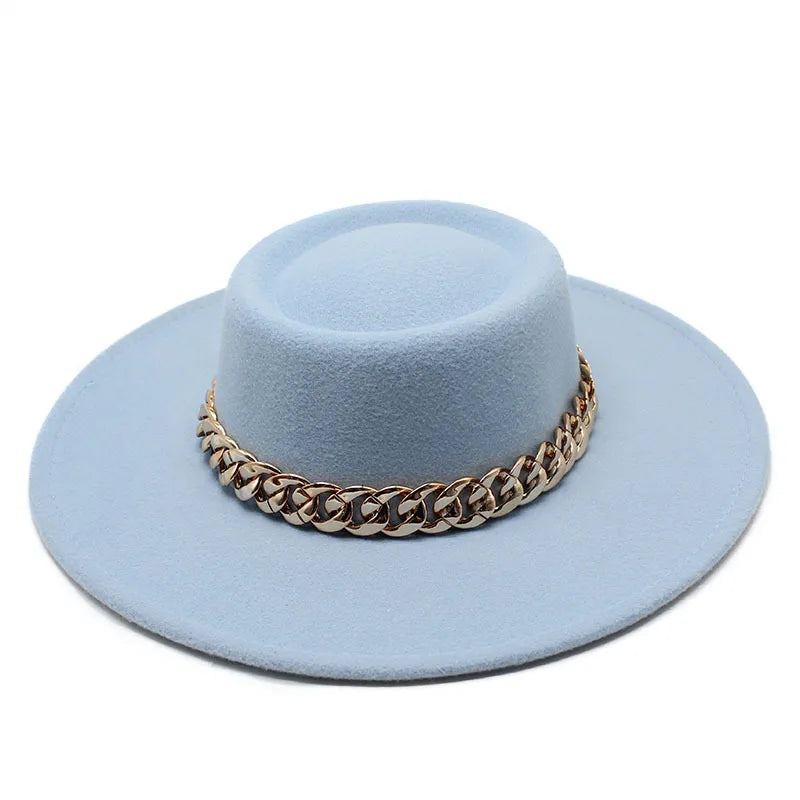 Elegant Round Concave Flat Top Woolen 8.5cm Top Hat Men And Women Fashion Flat Top Woolen Top Hat