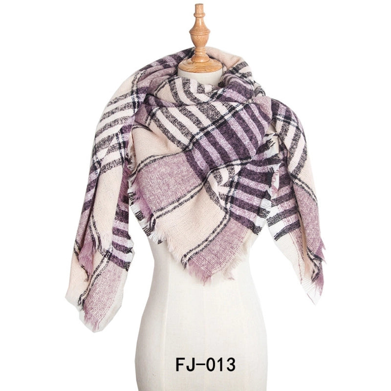 Autumn And Winter New Ring Yarn Thickened Double-sided Lattice Prick Scarf Scarf Women's Scarf Shawl Manufacturers