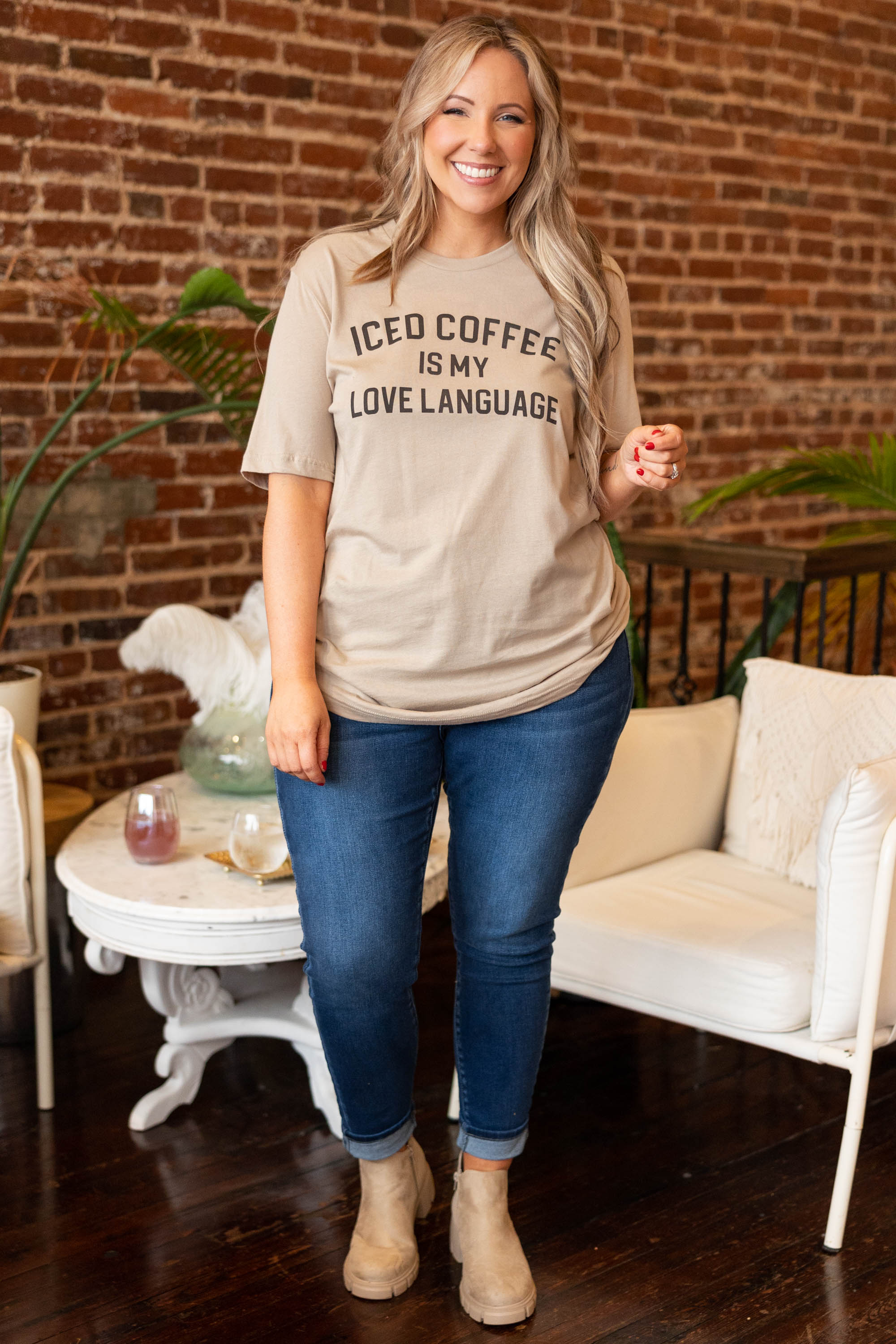 Coffee Is My Language Tee. Tan