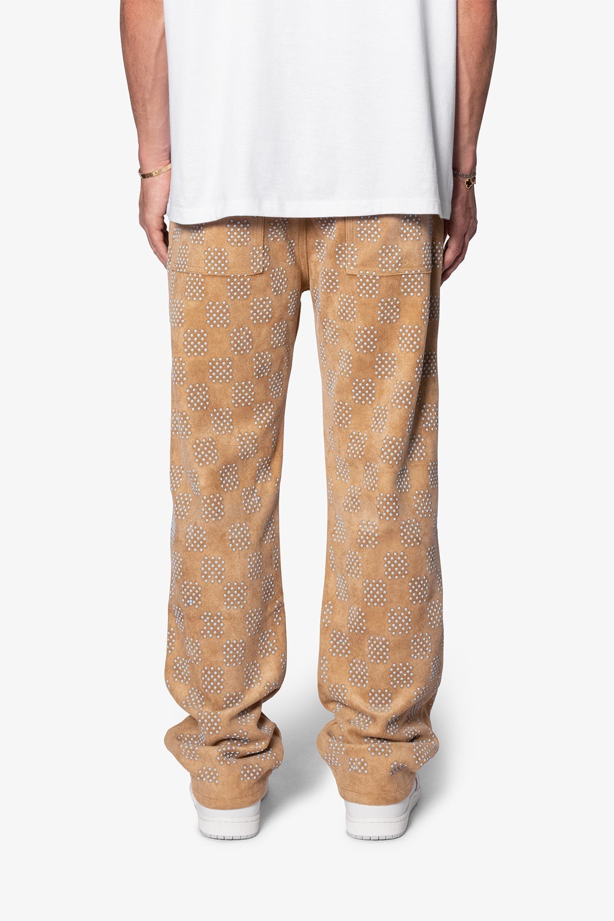 V693 Turquoise Studded Work Pants - Brown