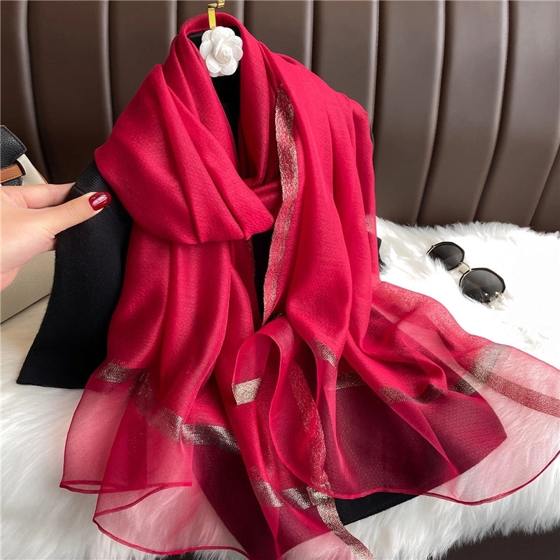 Women's Elegant Solid Color Polyester Scarf