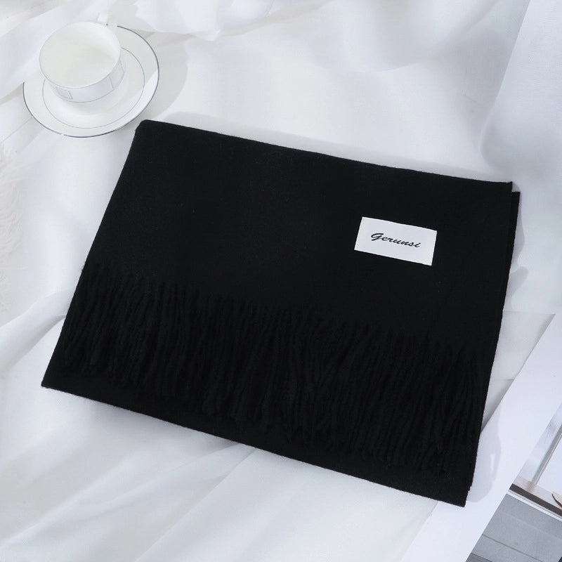 Women's Minimalist Solid Color Imitation Cashmere Tassel Scarf