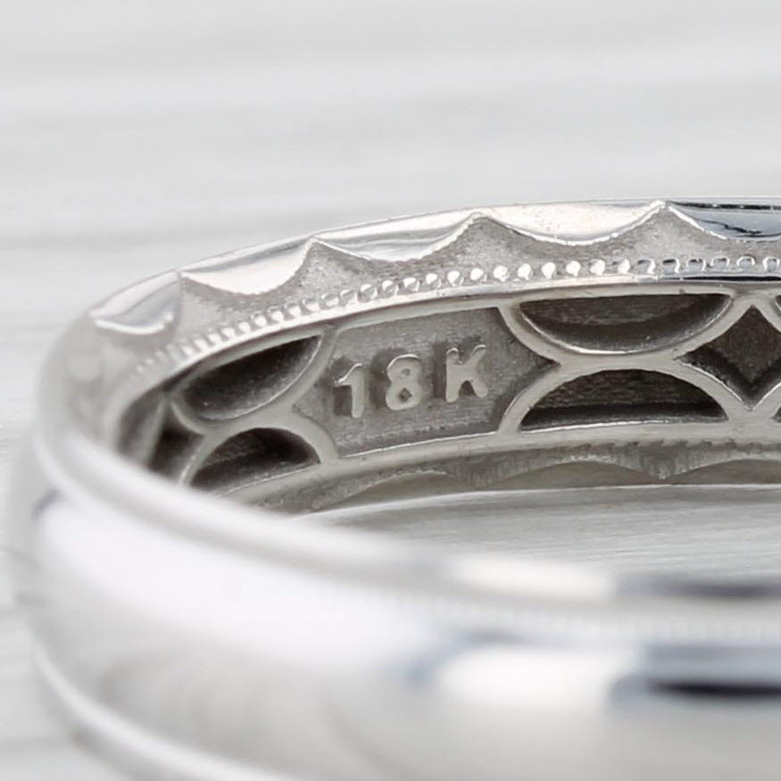 New Tacori Men's Wedding Band 18k White Gold Size 10.5 Ring Ridged Edge