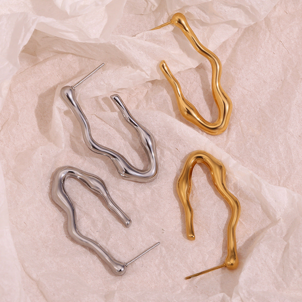 Fashion Circle Geometric Stainless Steel 18K Gold Plated Earrings