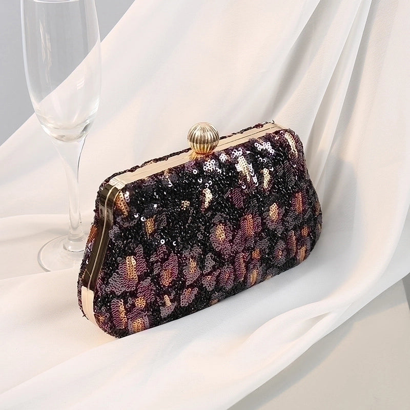 Red Black Gold Cloth Leopard Sequins Square Evening Bags