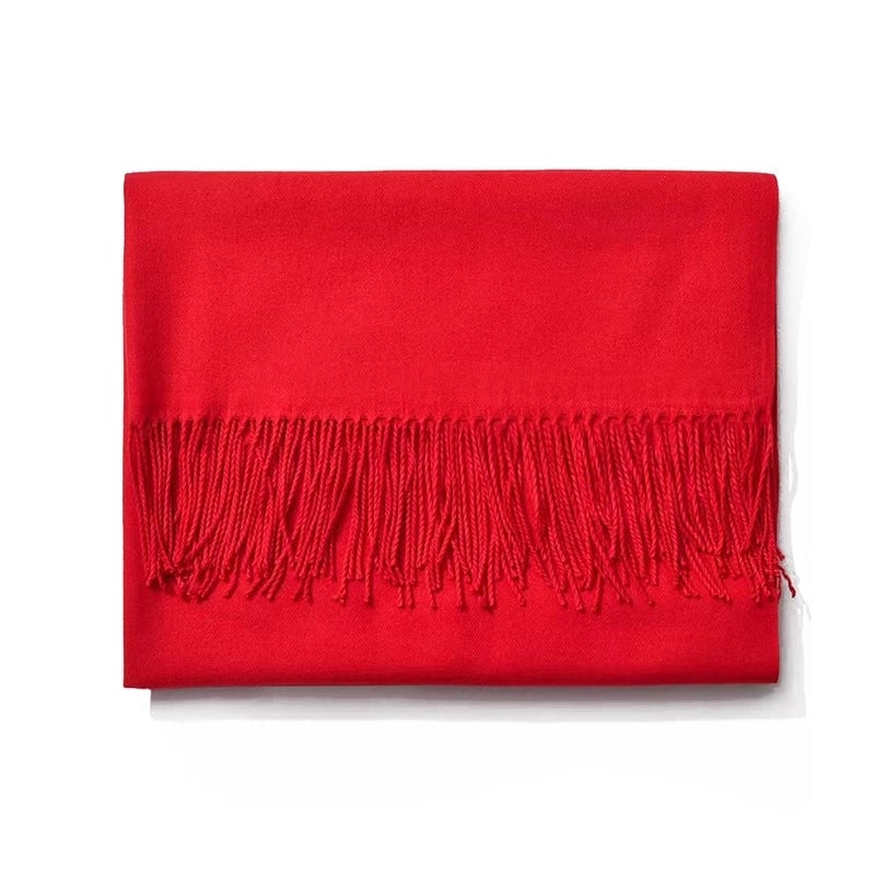 250g Autumn And Winter New Warm Thick Cashmere Texture Solid Color Couples Long Scarf Air Conditioning Tassel Shawl