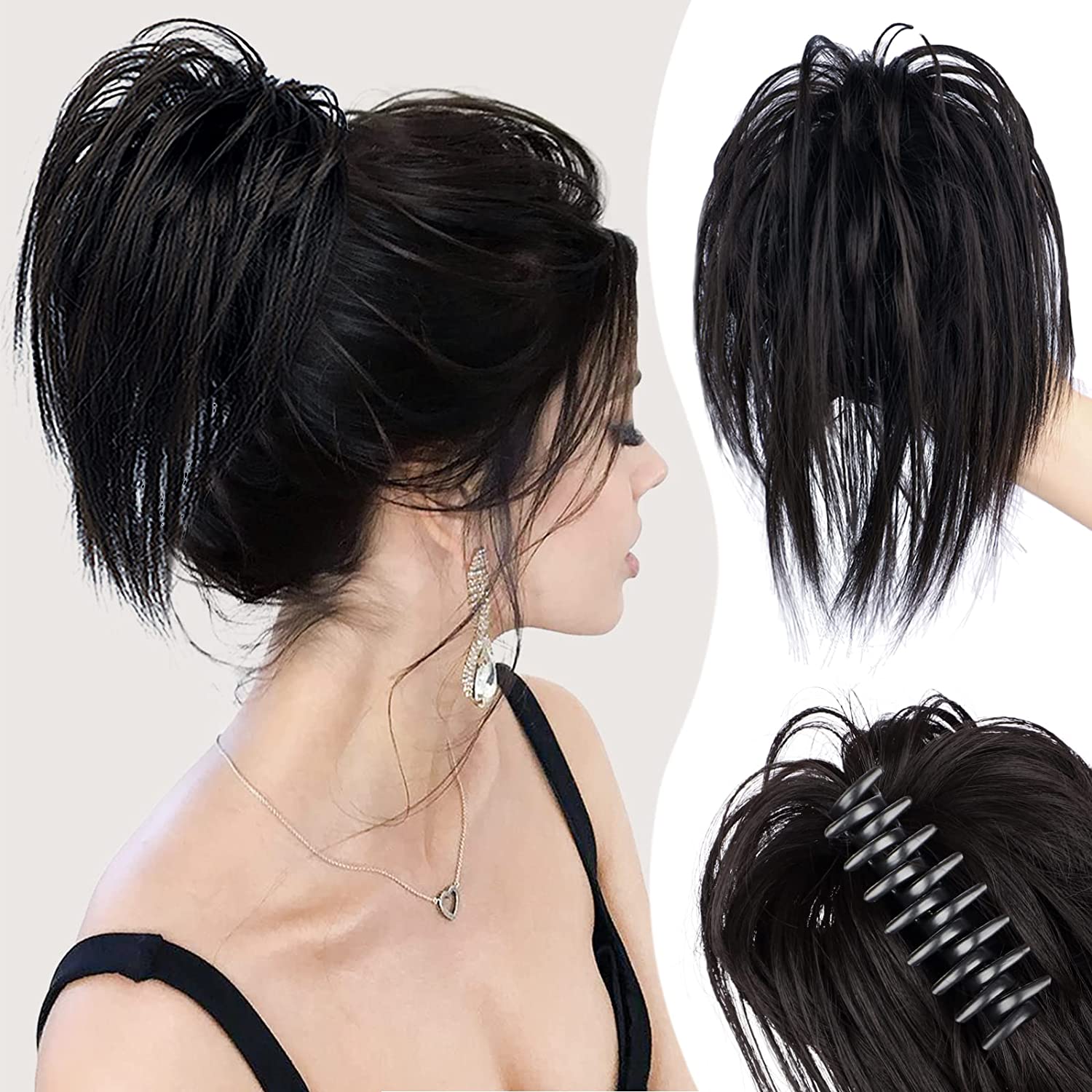 Messy ponytail clip extends hair--High temperature wire