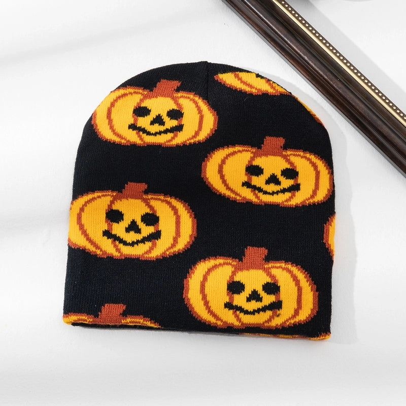 Unisex Retro Funny Halloween Pattern Ghost Wool Cap