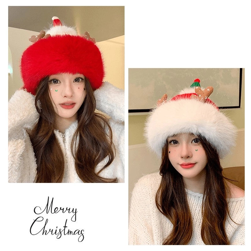 Women's Minimalist Elk Jingling Bell Snowflake Elk Wool Cap
