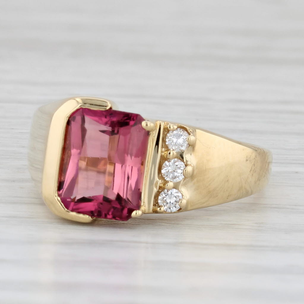 2.48ctw Pink Tourmaline Diamond Ring 18k Yellow Gold Size 8