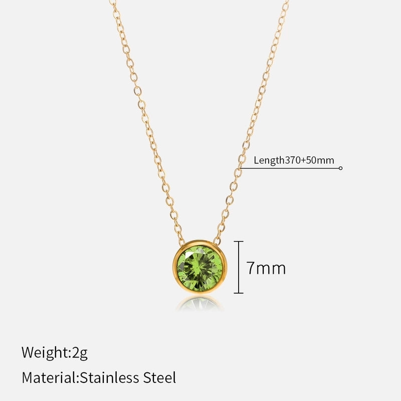 Minimalist Round 304 Stainless Steel Rhinestones Plating Stainless Steel Necklaces