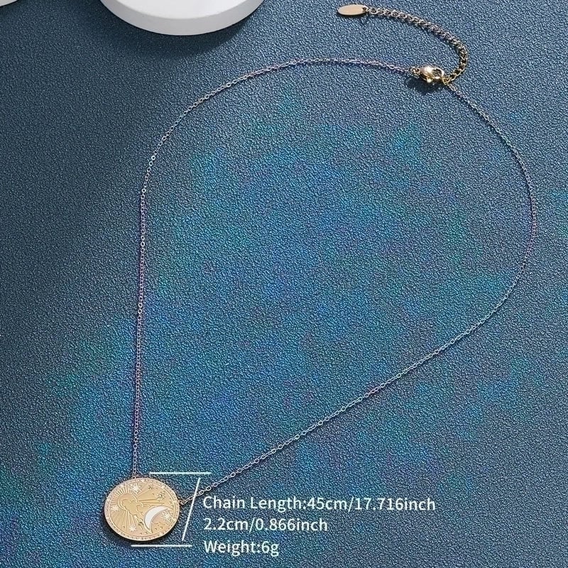 304 Stainless Steel 18K Gold Plated Raw Steel XUPING Minimalist Inlay Sun Moon Artificial Gemstones Pendant Necklace