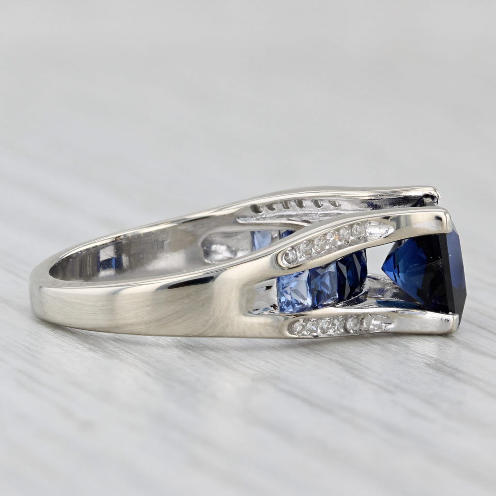 2.75ctw Lab Created Sapphire Diamond Ring 10k White Gold Size 6.75